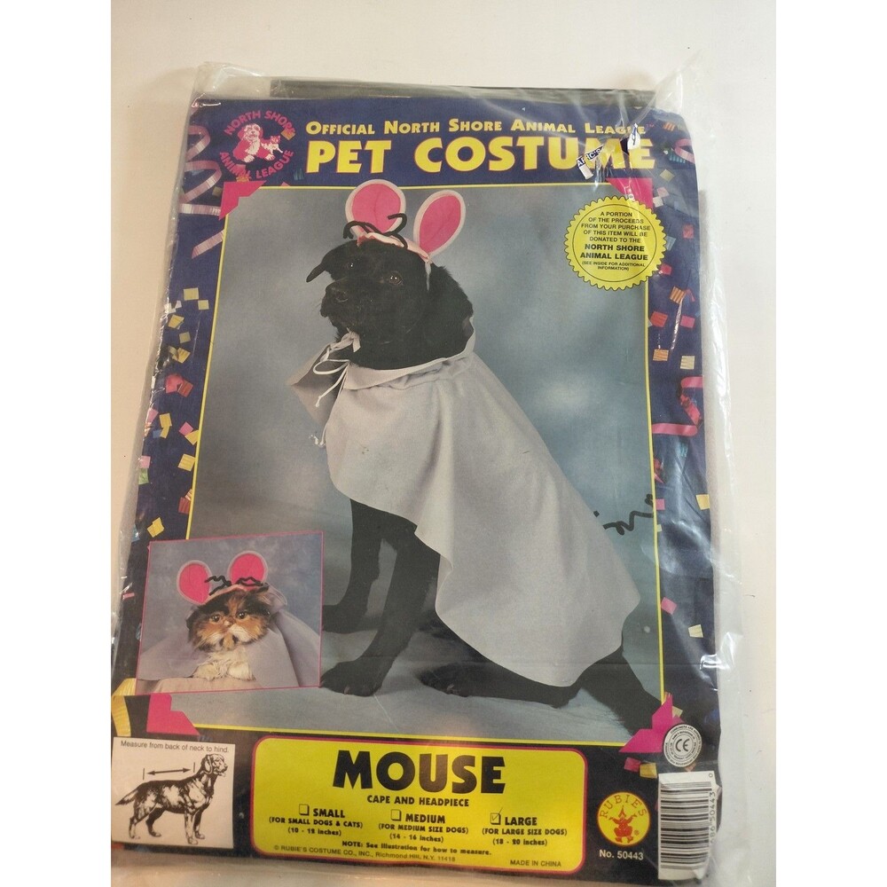 Rubie's North Shore Animal League Large Mouse Pet Dog Cat Costume Cape Headpiece